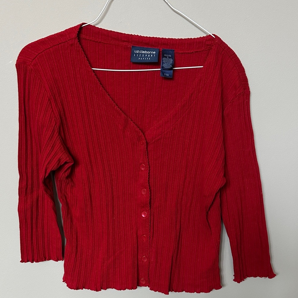 Liz Claiborne Vibrant Red Knit Cardigan